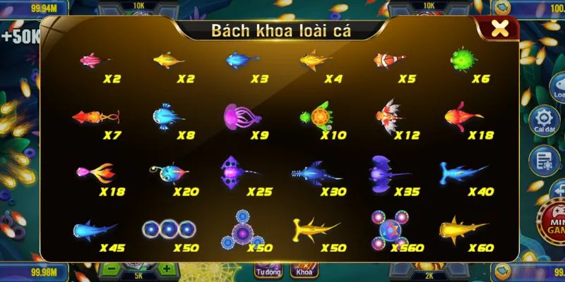 Game của 68 game bài hiện nay có hơn 20 loài cá